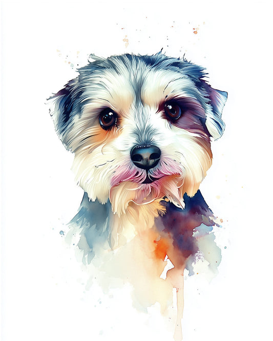 A pet portrait in our Modern Watercolour art style